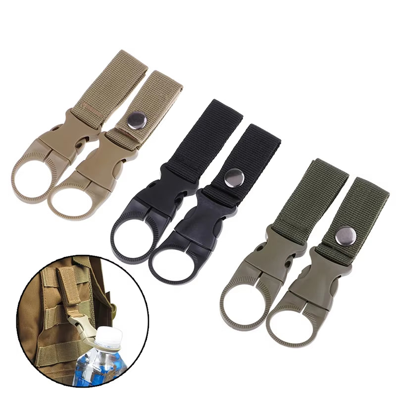 2Pcs Water Bottle Holder Climbing Carabiner Belt Backpack Hanger Hooks Clip Multifunction Water Bottle Nylon Webbing Buckle Hook