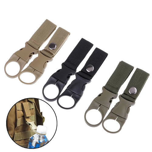 2Pcs Water Bottle Holder Climbing Carabiner Belt Backpack Hanger Hooks Clip Multifunction Water Bottle Nylon Webbing Buckle Hook