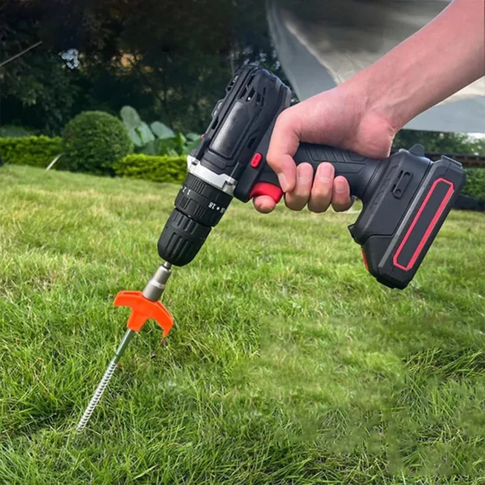 20 cm x 14.5 cm Screw-In Tent Stakes Ground Anchors with M8 Carbon Steel Hexagonal Plastic Head Spiral Design for Camping and Outdoor Use