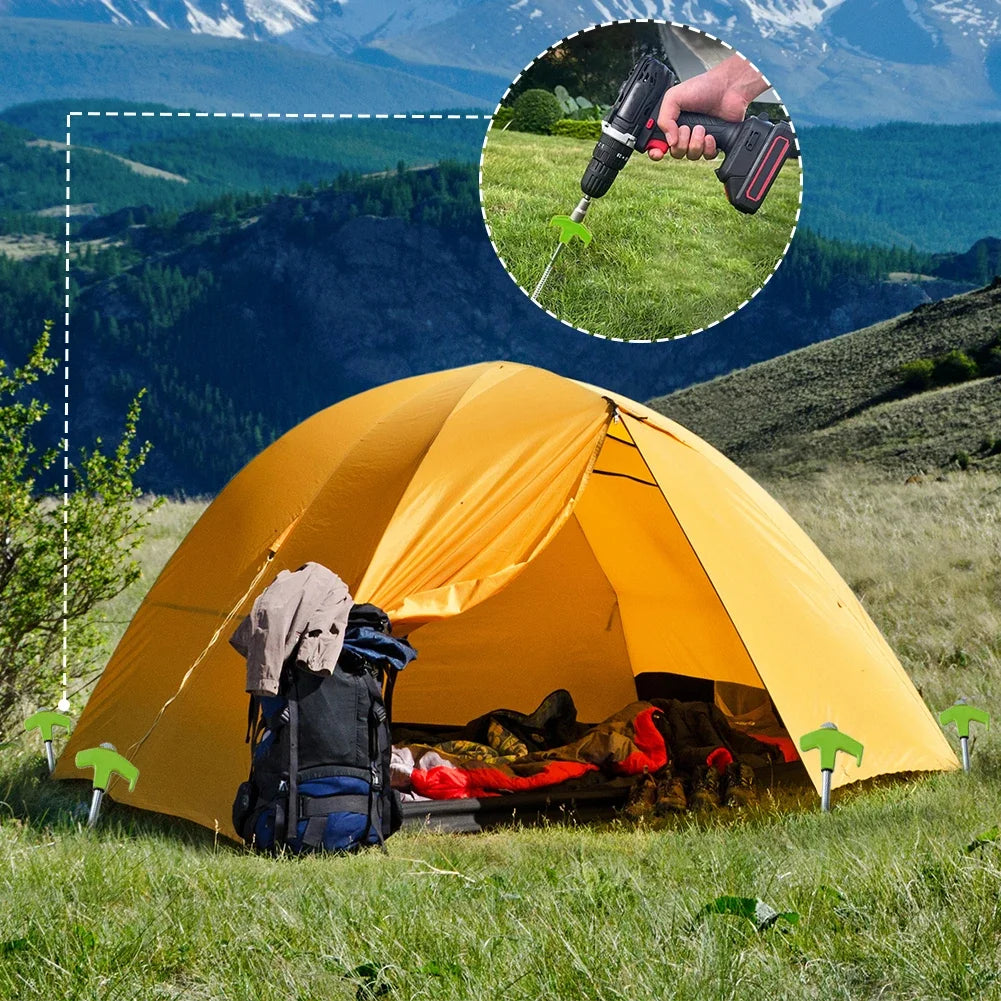 20 cm x 14.5 cm Screw-In Tent Stakes Ground Anchors with M8 Carbon Steel Hexagonal Plastic Head Spiral Design for Camping and Outdoor Use