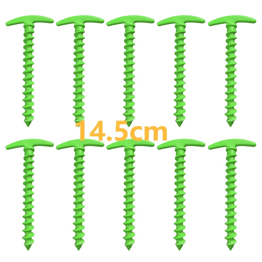 20 cm x 14.5 cm Screw-In Tent Stakes Ground Anchors with M8 Carbon Steel Hexagonal Plastic Head Spiral Design for Camping and Outdoor Use
