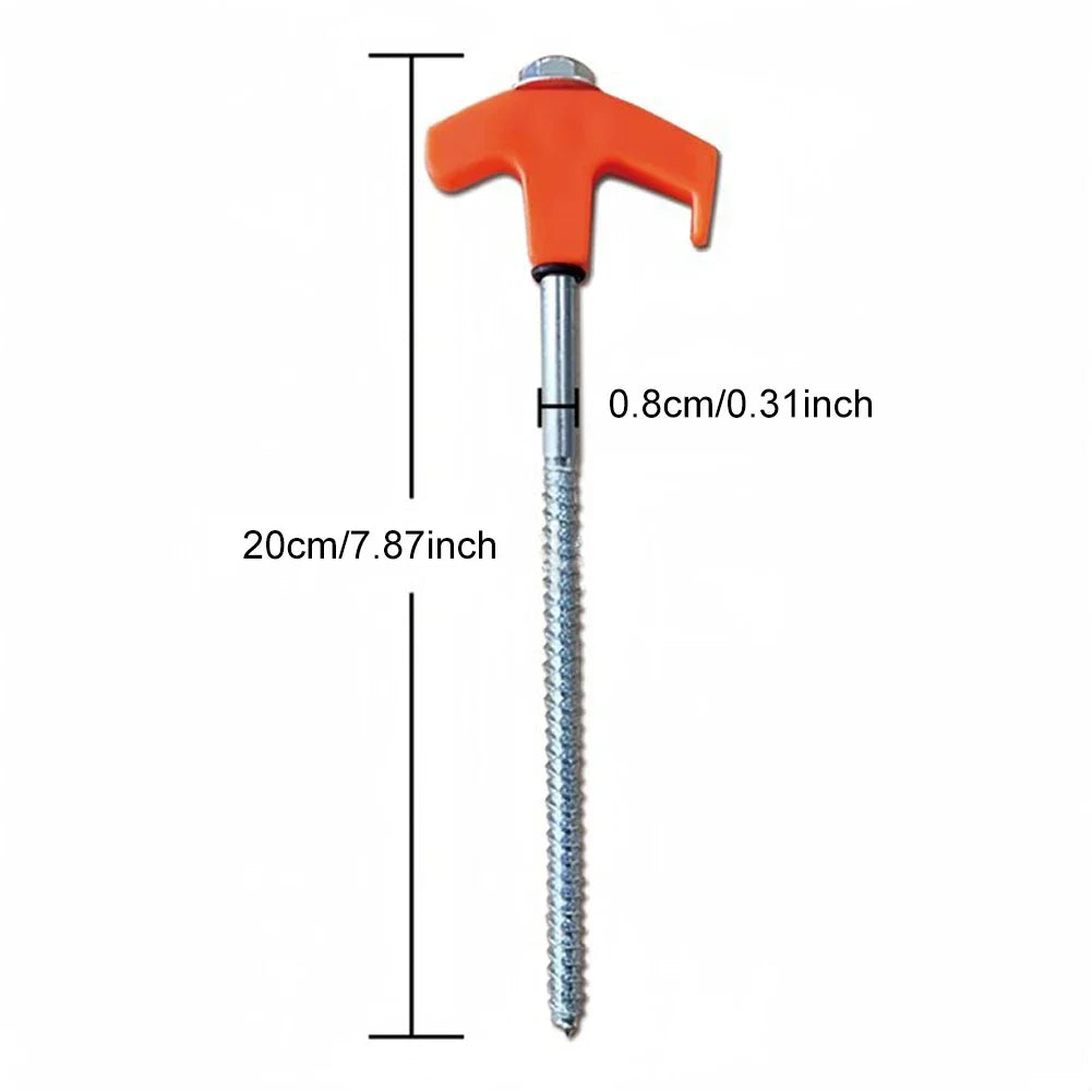 20 cm x 14.5 cm Screw-In Tent Stakes Ground Anchors with M8 Carbon Steel Hexagonal Plastic Head Spiral Design for Camping and Outdoor Use