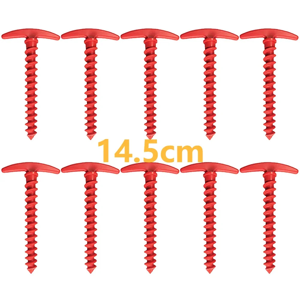 20 cm x 14.5 cm Screw-In Tent Stakes Ground Anchors with M8 Carbon Steel Hexagonal Plastic Head Spiral Design for Camping and Outdoor Use